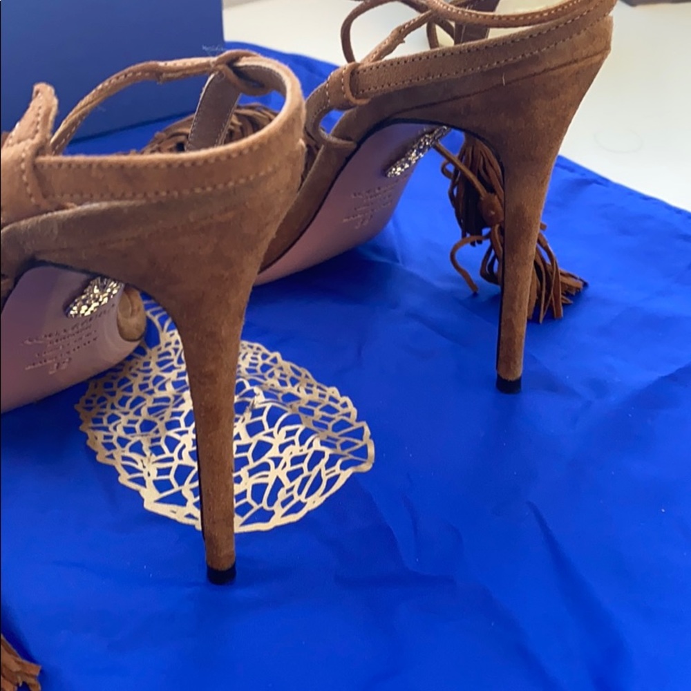 Aquazzura Wild Thing suede sandals cognac size 39 - Picture 5 of 7